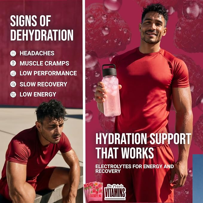 Dr. Price’s Electrolytes Hydration Powder Packets – Raspberry, 30 Packs | Sugar - Image 4