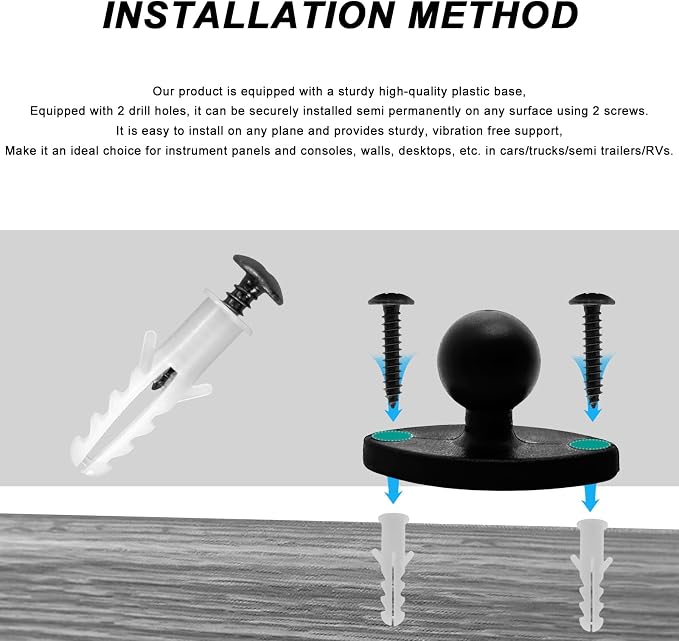 Phone Mount Holder with B Size 1" Ball Diamond Base & Double Socket Arm - Image 3