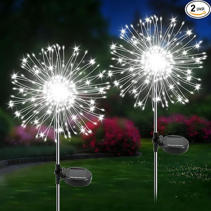 Solar Garden Lights Outdoor, 2 Pack 120 LED Twinkling Firework Lights Decorative by Unknown