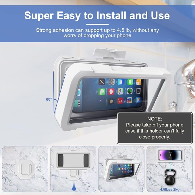 URROY Shower Phone Holder Waterproof, 360° Rotation Shower Phone Case, Anti-Fog - Image 5