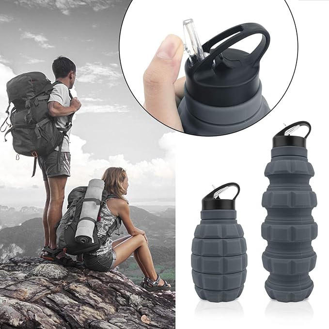 QiCheng&LYS 19.5oz Collapsible Travel Water Bottle, Reuseable BPA Free Silicone - Image 4