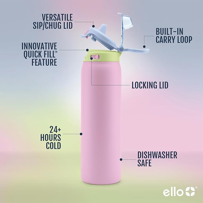 Ello Pop & Fill 40oz Stainless Steel Water Bottle - Image 3