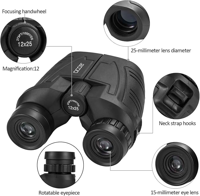 Occer 12x25 Compact Binoculars for Adults and Kids, Large Eyepiece Waterproof - Image 4