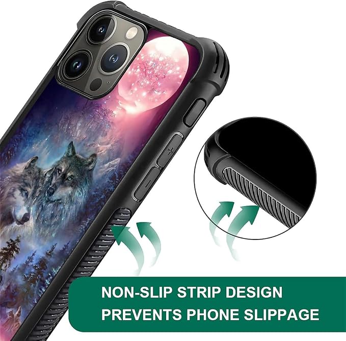 for iPhone 16 Pro Case, Star Two Wolfs Howling Pattern Graphic Design Girl Boy - Image 6