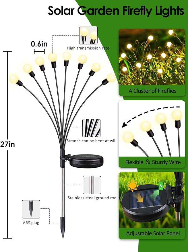 2026 Upgraded Solar Lights Outdoor, 4 Pack Solar Garden Lights - Image 2
