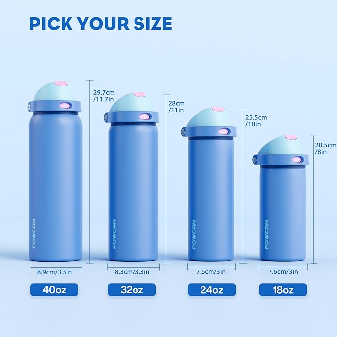 POWCAN 18 oz Metal Sports Water Bottle: 2-in-1 Push-Button Spout & Quick-Flip - Image 8