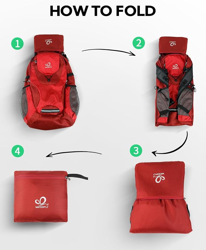 WATERFLY Lightweight Packable Hiking Backpack: 30L Foldable Travel Daypack - Image 6
