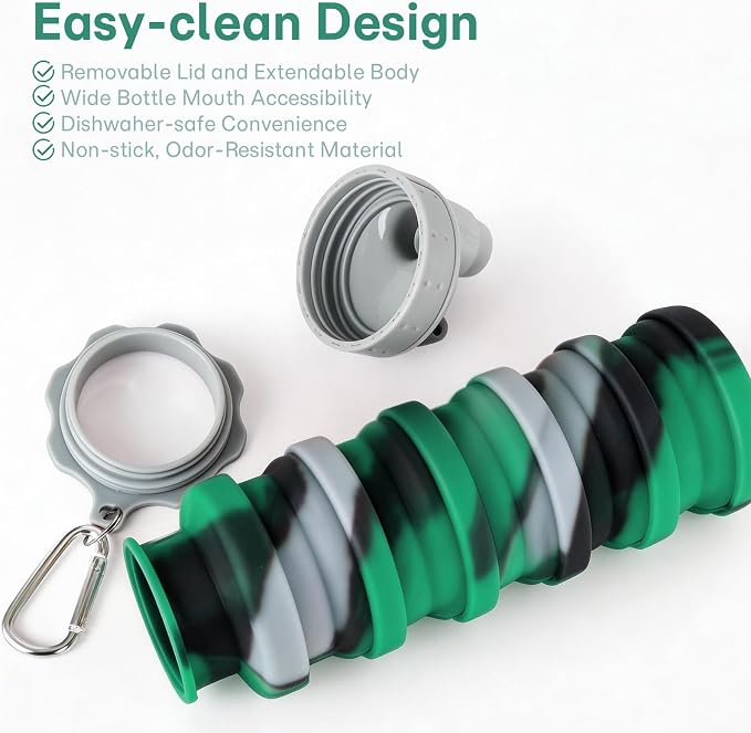 Reusable BPA Free Foldable Silicone Water Bottles - Image 5