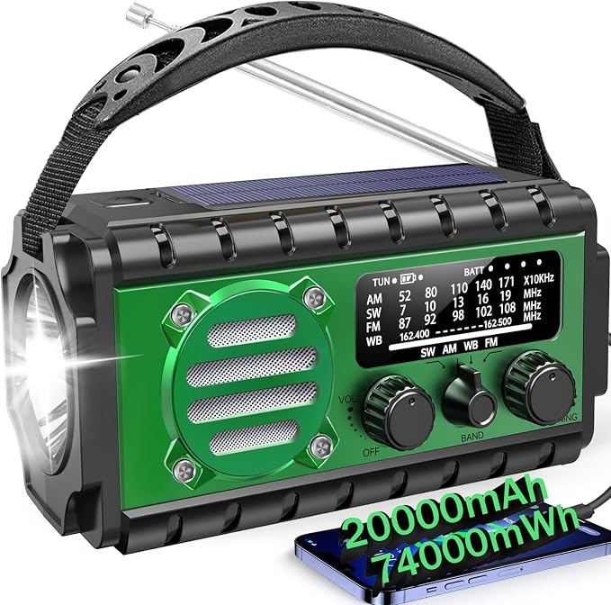 Aivica 20000mah Emergency Radio, SW/NOAA/AM/FM Weather Radio, Solar Powered by AivicaWeatherRadio