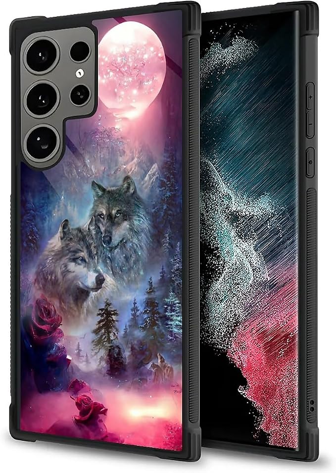 for Samsung Galaxy S24 Ultra Case, Star Two Wolfs Howling Pattern Graphic - Image 5