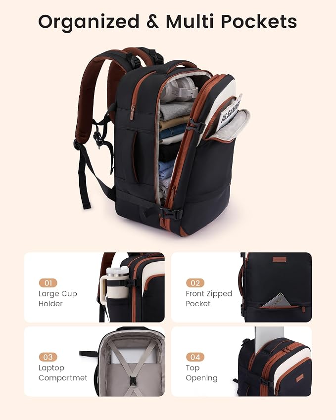 LOVEVOOK Carry On Backpack for Women & Men, Travel Backpack Carry On Flight - Image 5
