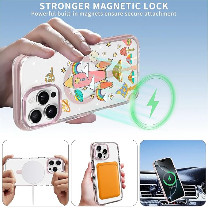 Case for iPhone 16 Pro Max, Spaceship Mushroom Phone Case Design，for Women - Image 3