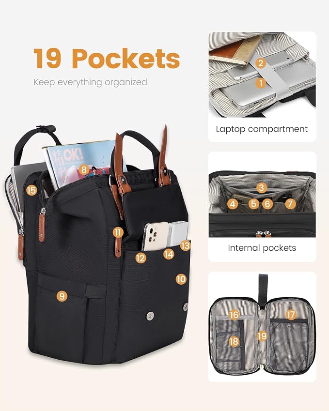 LOVEVOOK Laptop Backpack for Women Work Travel Computer Backpacks Purse - Image 3