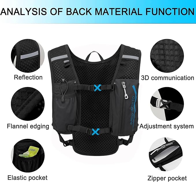 INOXTO Running Hydration Vest Backpack, Lightweight Insulated Pack - Image 3