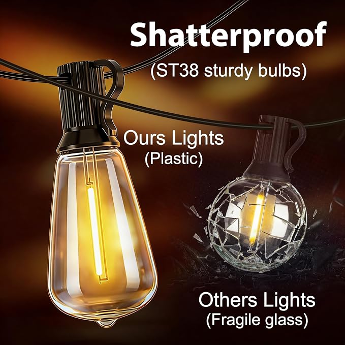 LumBelle Smart Outdoor String Lights, 100FT ST38 LED Patio Lights - Image 6