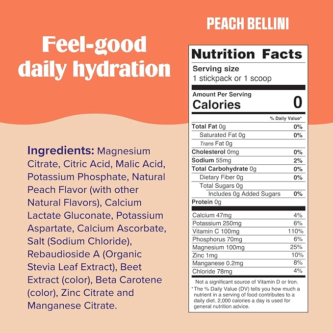 Ultima Replenisher Mocktini Electrolyte Powder Drink Mix – Sugar Free – Peach - Image 3