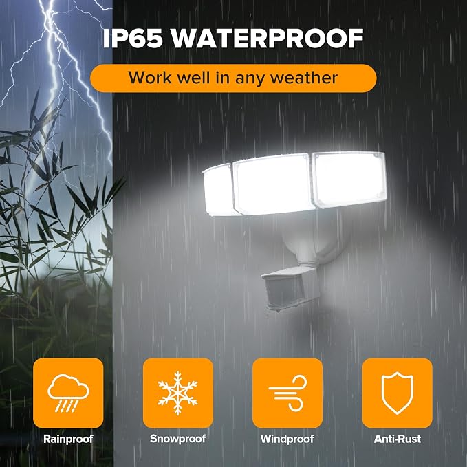 UME 2 Pack 5500LM LED Security Lights Motion Sensor Light Outdoor, 5000K - Image 6