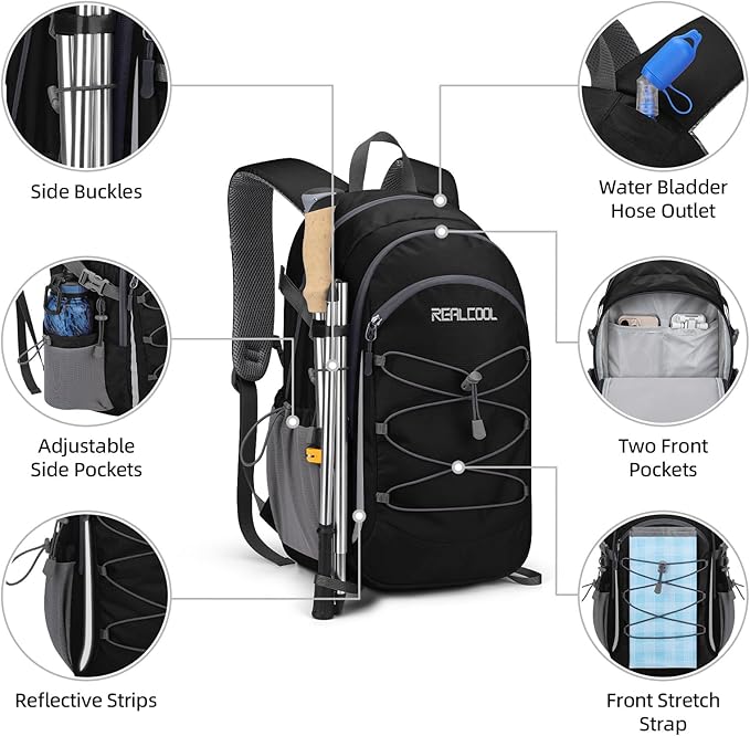 RealCool Hiking Backpack for Men Women, 20L Lightweight Waterproof Travel - Image 3