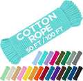 TECEUM Cotton Rope 3/16” – 100 FT – Strong All-Purpose Braided Rope – Natural by TECEUM