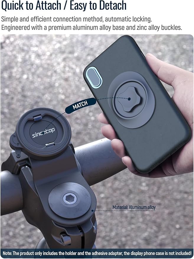 sincetop Bike Phone Mount, Mountain Bicycle Stem Phone Holder-Aluminum - Image 3