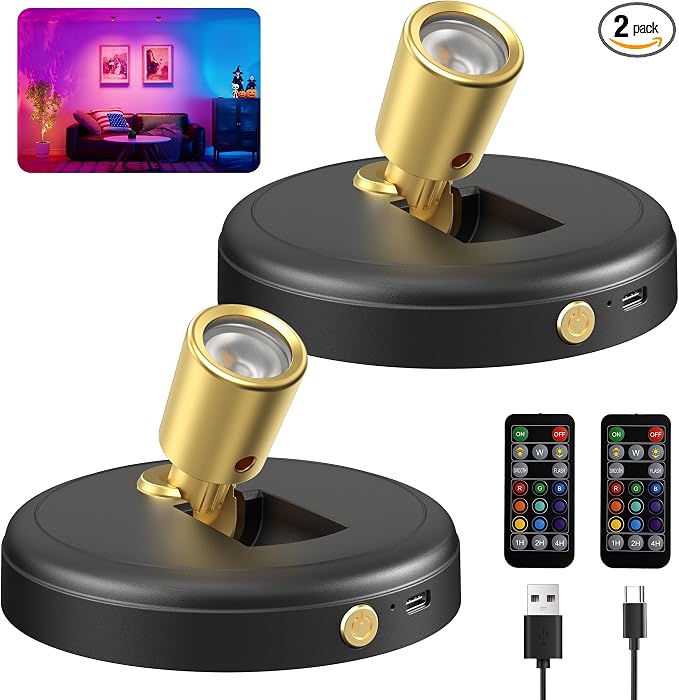 Zetunlo Spot Lights Indoor RGB Spotlight: Rechargeable Color Changing Wireless by Unknown