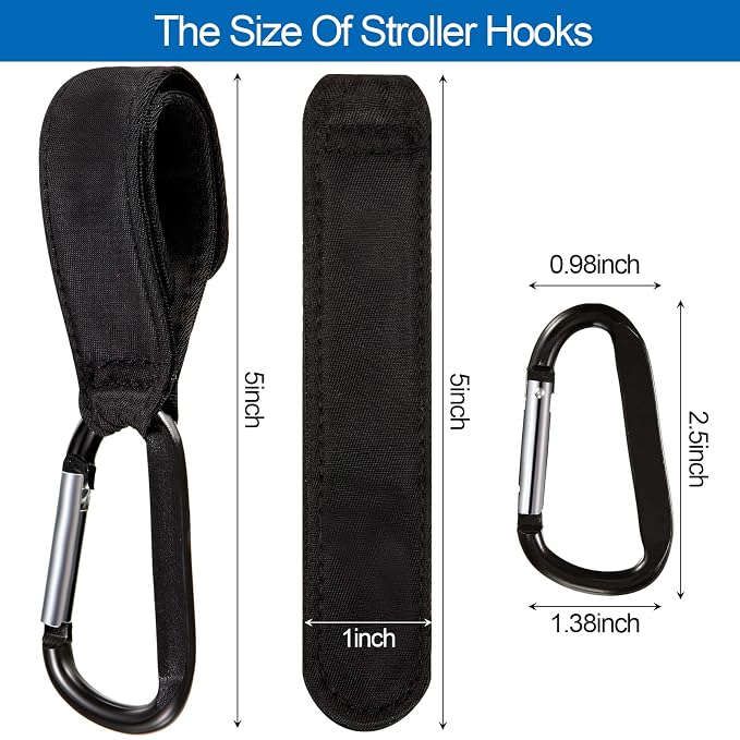 6 Pack Baby Stroller Hooks for Hanging Diaper Bags Pram Clips for Bags - Image 3