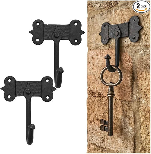 "Mystic Colonial Medieval Hand-Forged Iron Wall Hooks Set of 2 Rustic Coat by SaKeGa