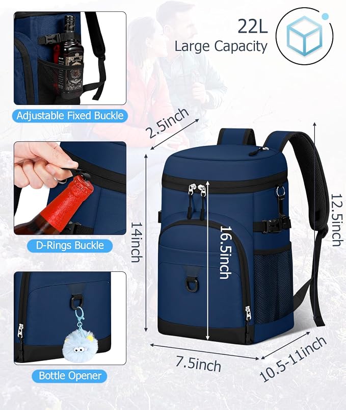 Cooler Backpack, 22L Waterproof Soft Backpack Coolers Leak Proof Beach Backpack - Image 5