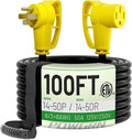 POWGRN NEMA 14-50P to NEMA 14-50R 50 Amp RV/EV Extension Cord 100 FT Outdoor by POWGRN