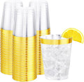I00000 60PCS Gold Plastic Cups, 10 oz Clear Disposable Cups by I00000