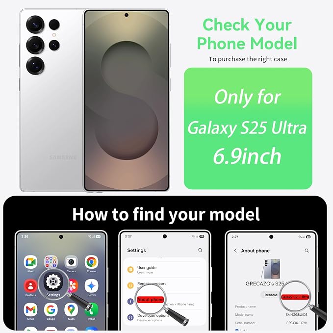 GRECAZO Slim Borderless for Samsung Galaxy S25 Ultra Phone Case 6.9" Ultra-Thin - Image 2