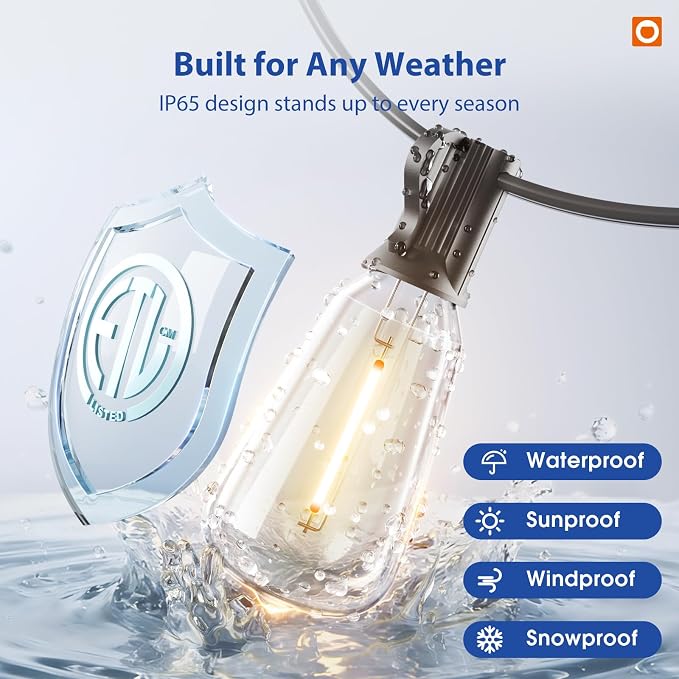 addlon 50FT LED Outdoor String Lights - Image 3