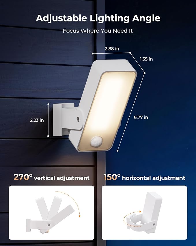 2 Pack Motion Sensor Outdoor Lights, 10000mAh Rechargeable 600 Lumen Battery - Image 8