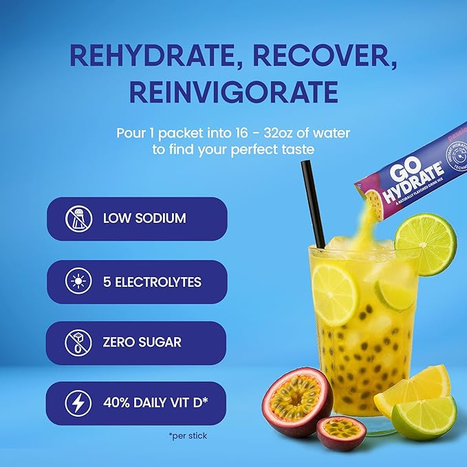GoHydrate Low Sodium Electrolytes Powder Packets Sugar Free - Image 2