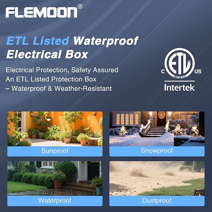Flemoon Outdoor Extension Cord Safety Cover, IPX4 Weatherproof Electrical Box - Image 4