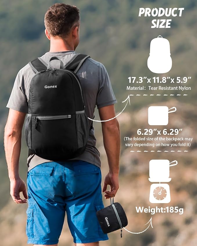 Gonex Ultra Lightweight Packable Backpack 20L Daypack Handy Foldable Camping - Image 5
