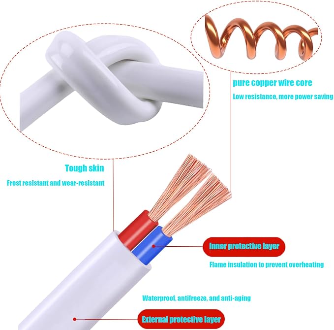 Black Extension Cord 10 ft Long Thin Extension Cords 2 Prong - Image 3