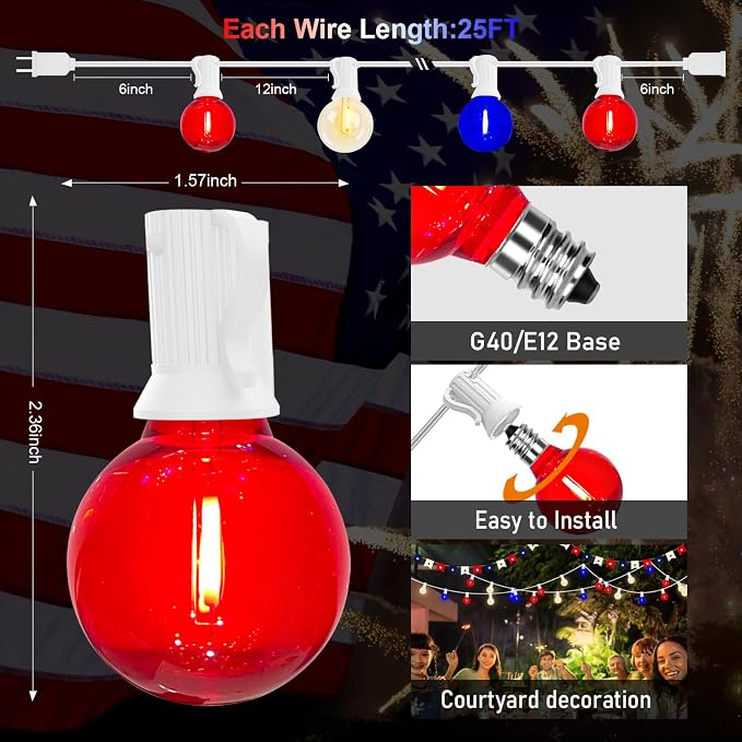 25Ft G40 LED Outdoor String Lights - Image 2