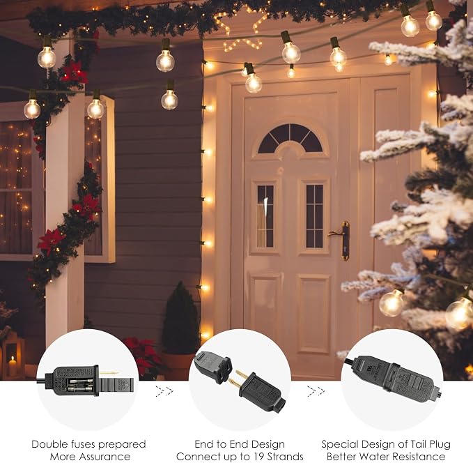 Mlambert 100Ft Outdoor String Lights, G40 Globe Patio Lights - Image 7