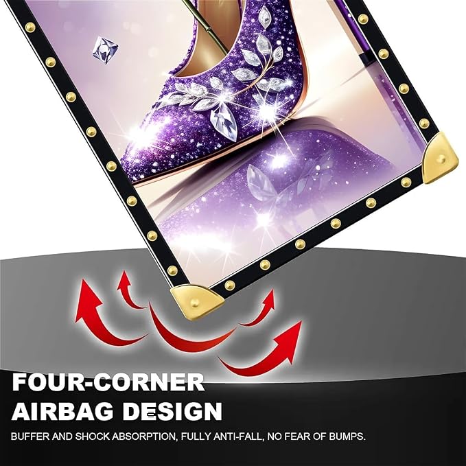 Compatible with iPhone XR Case, High Heeled Purple Diamond Rose Luxury Golden - Image 6