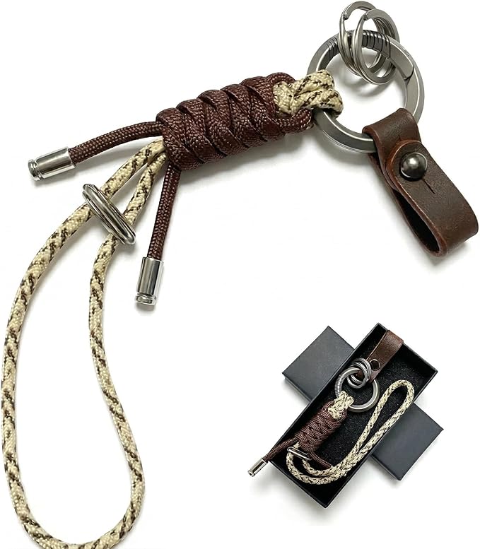 Titanium Alloy Keychain Clip & Leather Loop by FamilyQualityJOYLife