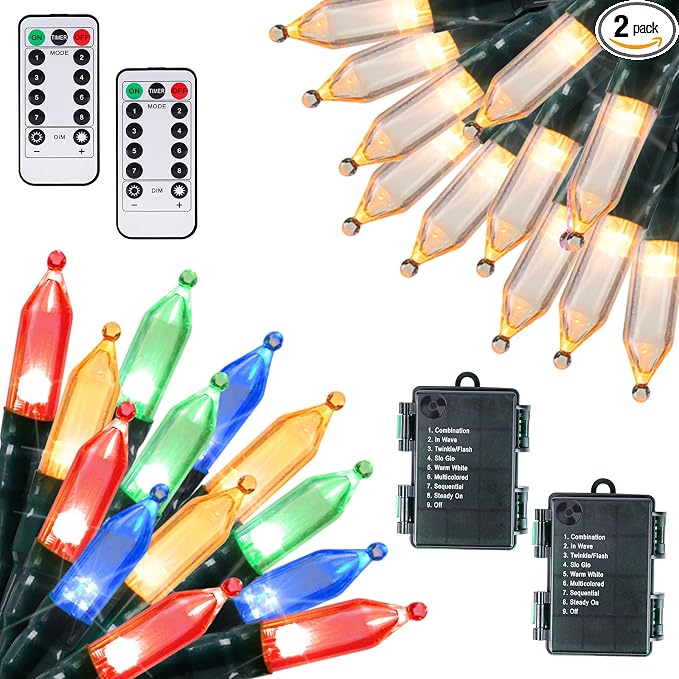 Battery Operated Christmas Lights 2 Pack 18 Feet 50 LED Clear Mini String Lights by Brightown