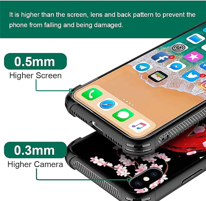 for iPhone Xs Max Case, Sakura Japanese Samurai Pattern Graphic Design Girl Boy - Image 2