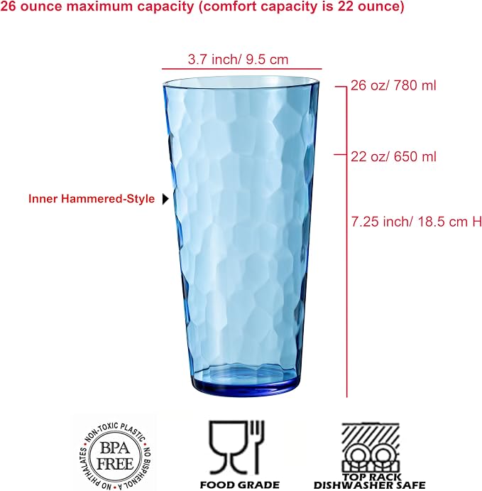 KOXIN-KARLU Mixed Drinkware 26-ounce Plastic Tumbler Acrylic Water Glasses - Image 2