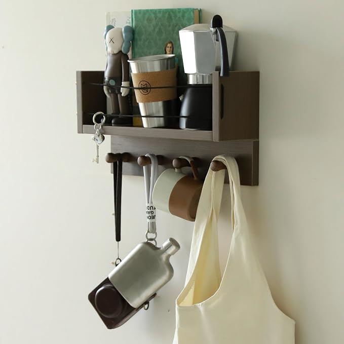 Entrance Coat Rack ，Coat Hooks, Wall-Mounted Wooden Hook Rack, Wall-Mounted - Image 6