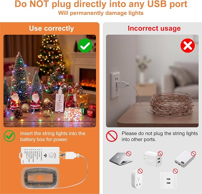 HXWEIYE Rechargeable Fairy Lights Battery Operated, DIY Timer & 8 Modes - Image 2