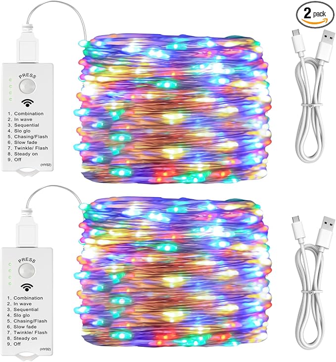 HXWEIYE Rechargeable Fairy Lights Battery Operated, DIY Timer & 8 Modes by LightUpYourHomewHXWEIYE