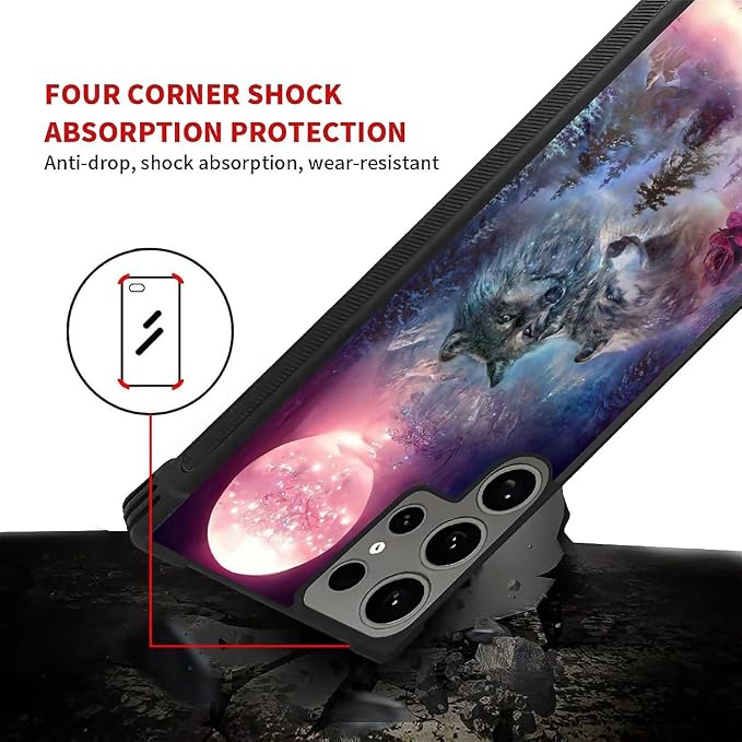 for Samsung Galaxy S24 Ultra Case, Star Two Wolfs Howling Pattern Graphic - Image 6