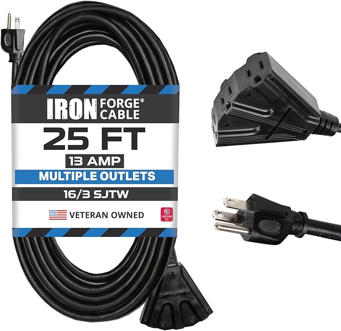 Iron Forge Cable 25 Ft Black Extension Cord by IronForgeCable