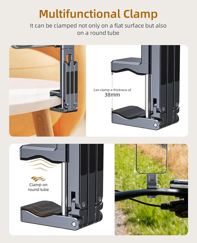 Magnetic Phone Tripod, 360°Rotating Adjustable Travel Tripod Mount, Foldable - Image 4